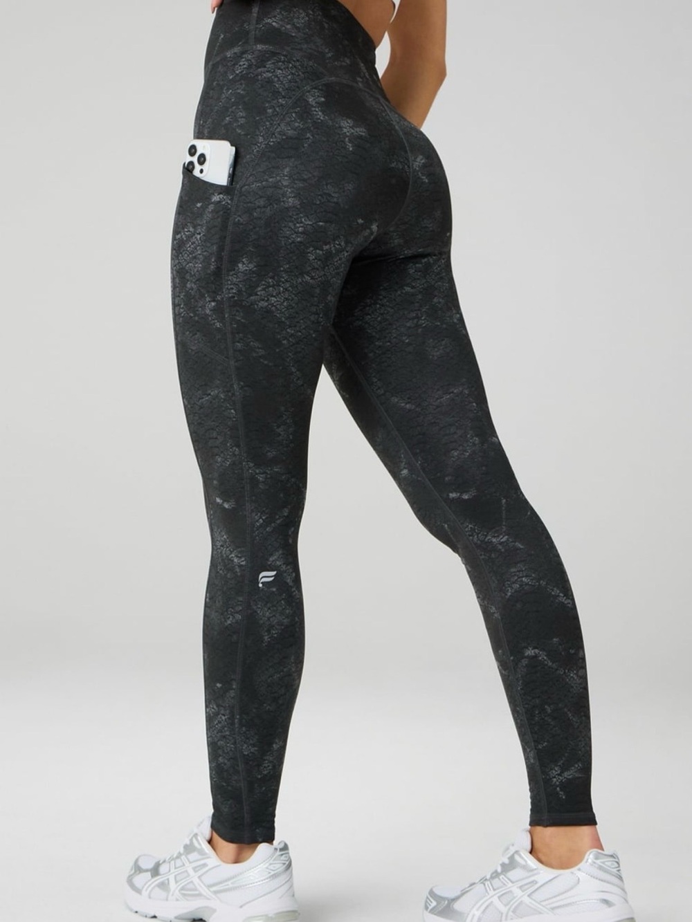 Fabletics Black Textured High-Waist Leggings with Side Pocket